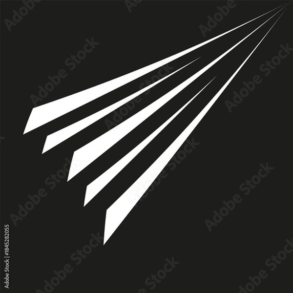 Fototapeta Abstract comet shape. Dynamic speed element. Diagonal line design. Vector dark background.
