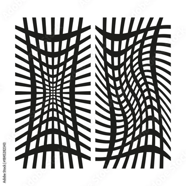 Fototapeta Distorted line pattern. Optical geometric effect. Abstract Vector warp. Dynamic visual graphic.