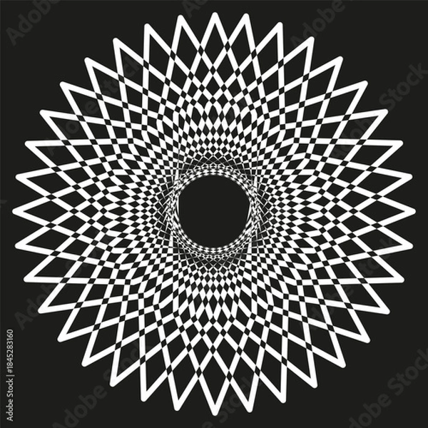 Fototapeta Abstract radial circle. Dynamic line pattern. Concentric Vector graphic. Dark background element