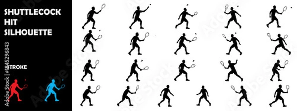Obraz Badminton Smash Silhouette Vector – Shuttlecock Power Hit Action
