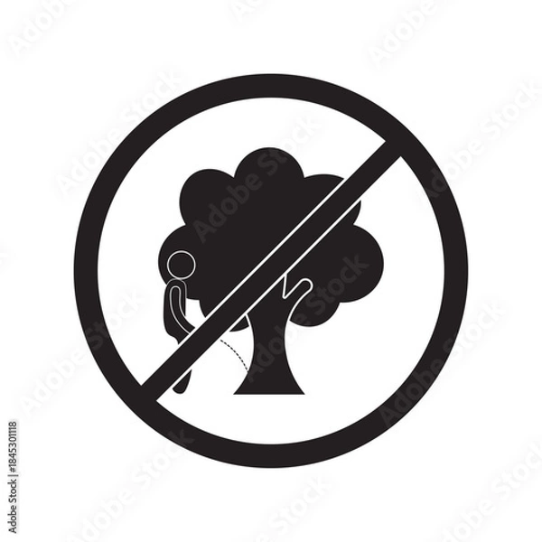 Fototapeta flat icon vector of no urination sign under a tree