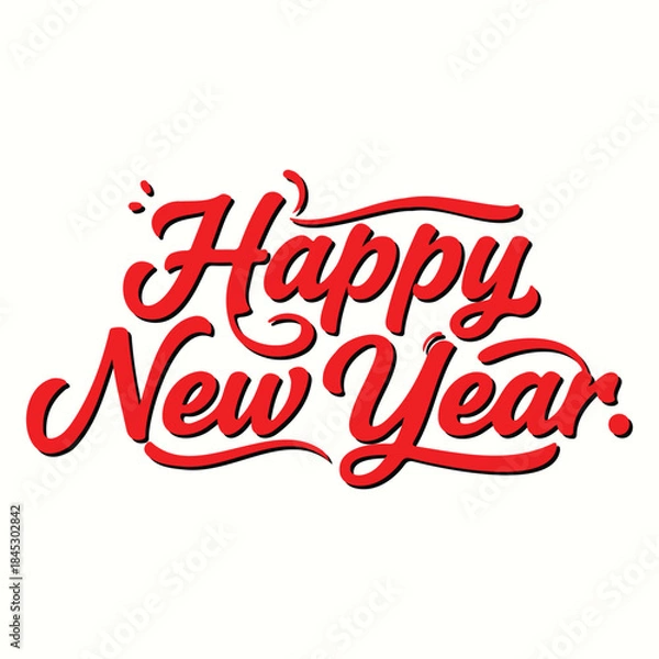 Obraz Festive Red Script Happy New Year Greeting