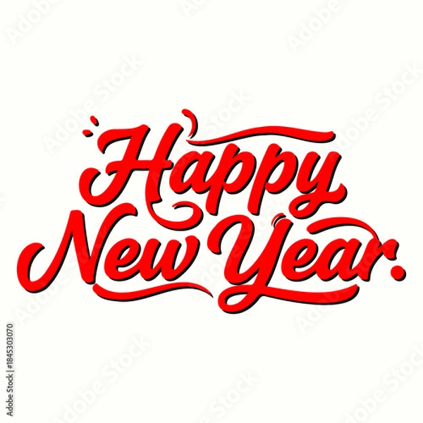 Obraz Festive Red Script Happy New Year Greeting