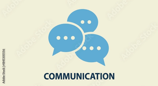 Obraz Communication Icon: A clean and simple graphic features three interconnected speech bubbles, symbolizing dialogue and conversation,  representing communication concept. 