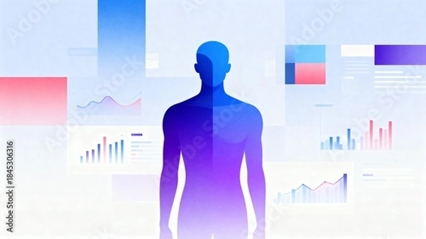 Fototapeta Human figure with data charts