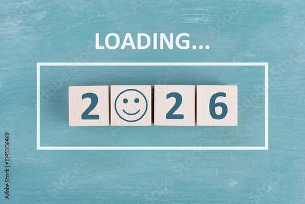 Fototapeta New year 2026 is loading, calendar date, goal, plan and action concept, progress business strategy 