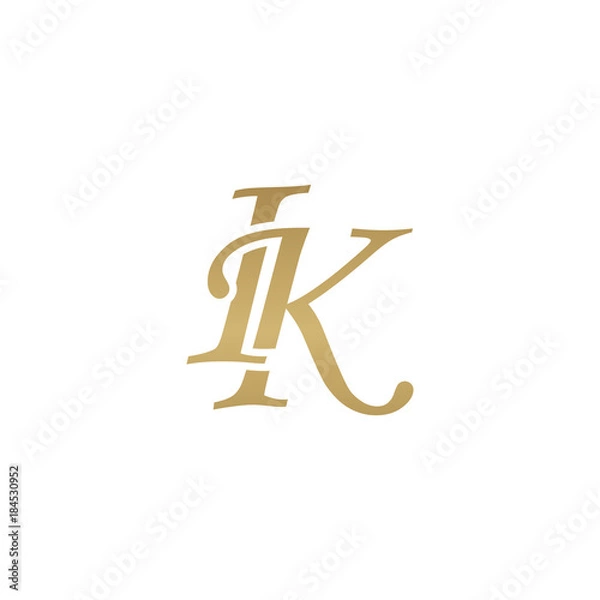 Fototapeta Initial letter IK, overlapping elegant monogram logo, luxury golden color