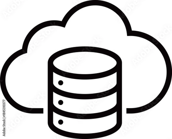 Obraz 円盤型のサーバーとクラウドサービスのアイコン