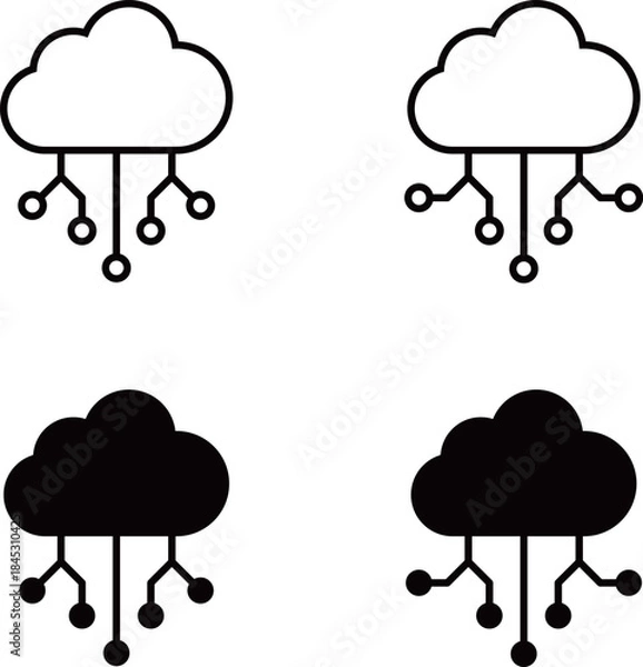Obraz クラウドサービス　回路が描かれているアイコンセット