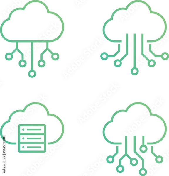 Obraz クラウドサービスやサーバーのアイコンセット