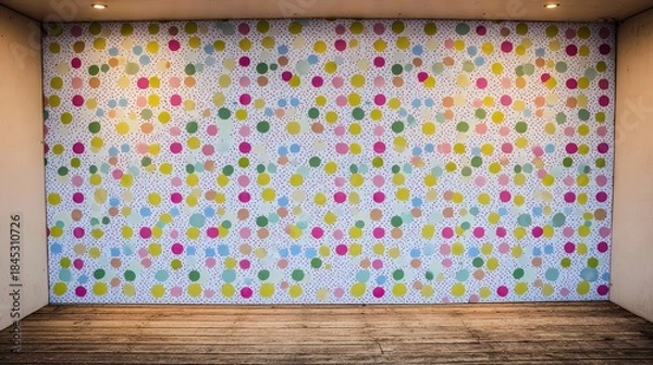 Fototapeta photobooth. Photobooth with colorful backdrop and soft diffused lighting in a simple party setting. lifestyle magazines, social media lookbooks, designed for influencer and brand collaborations.