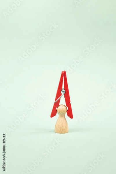 Fototapeta Overworked, exhausted and burnout, pressure, stress, headache and mental health concept, overwhelmed by information, migraine attack