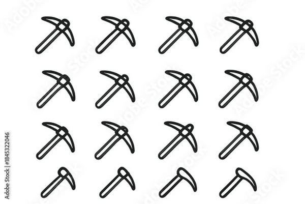 Obraz Seamless repeating pattern featuring black outline icons of mining pickaxe tools