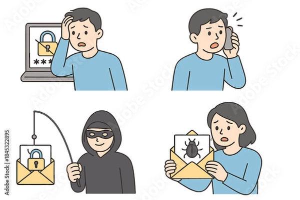 Obraz Digital security threats including phishing, hacking, and malware attacks