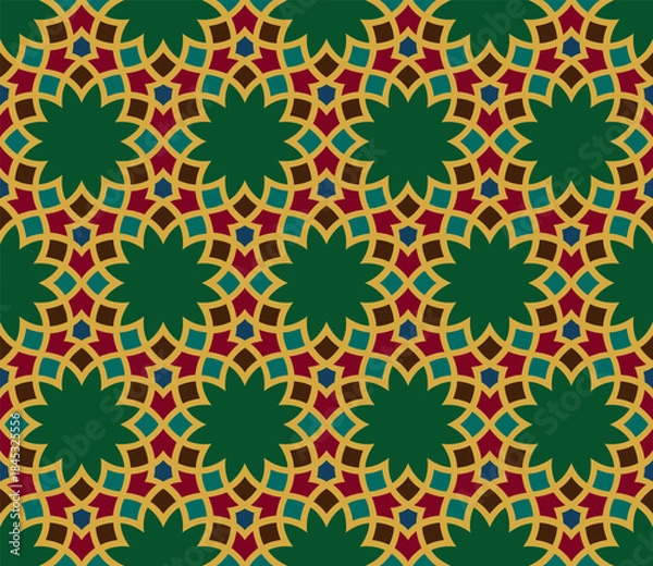 Obraz Islamic geometric multi-colored pattern. Arabesque, moresca style. 