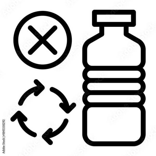 Obraz Non Recyclable Plastic Bottle Warning Icon