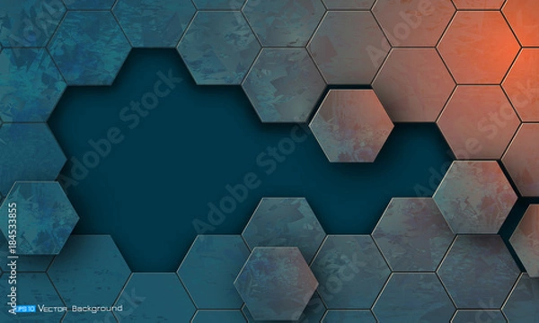 Obraz Grunge texture with hexagons segments