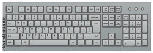 Obraz Gray computer keyboard with full key layout and function keys