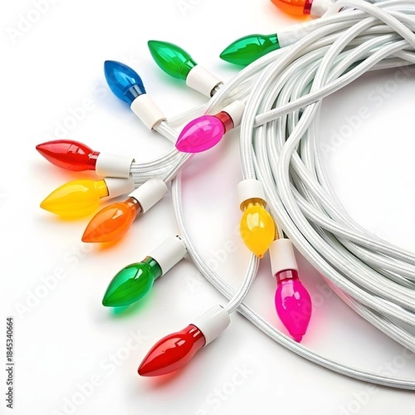 Obraz Decorative electric wire with colored bulbs