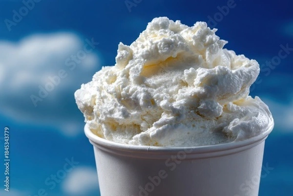 Fototapeta White Ice Cream Scoop in Cup Against Sky