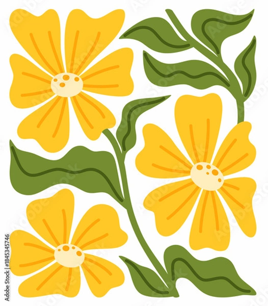 Obraz Floral abstract poster. Minimalistic botanical composition.