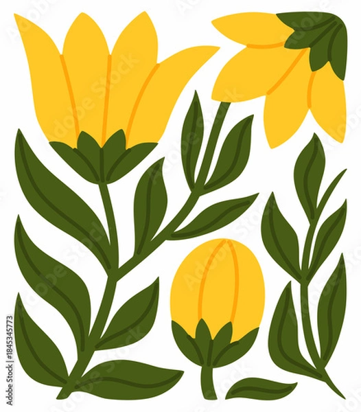 Obraz Floral abstract poster. Minimalistic botanical composition.