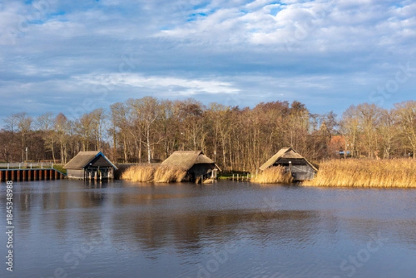 Obraz Bootshäuser im Hafen Prerow.