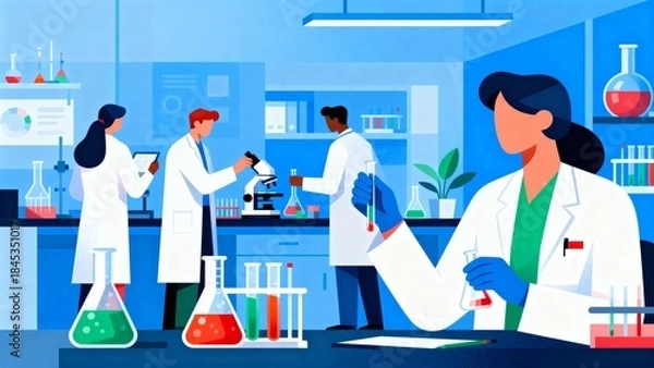 Obraz scientists working in a lab