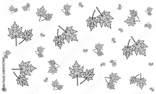 Fototapeta Autumnal botanical patterns intricate maple leaf illustrations in a repeating design