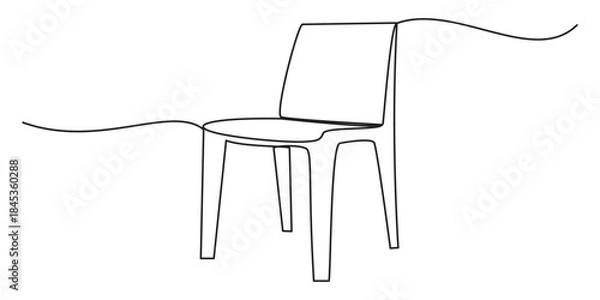 Fototapeta Chair one line icon. continuous line style. simple style chair shape illustration. unique, simple, One continuous single drawing.