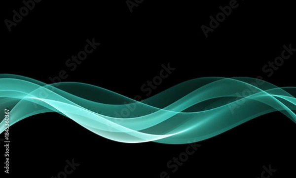 Obraz Abstract turquoise flowing wave on black background