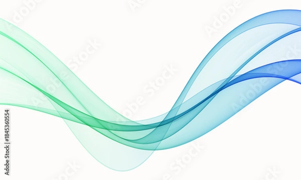 Obraz Abstract green and blue flowing wave on white background