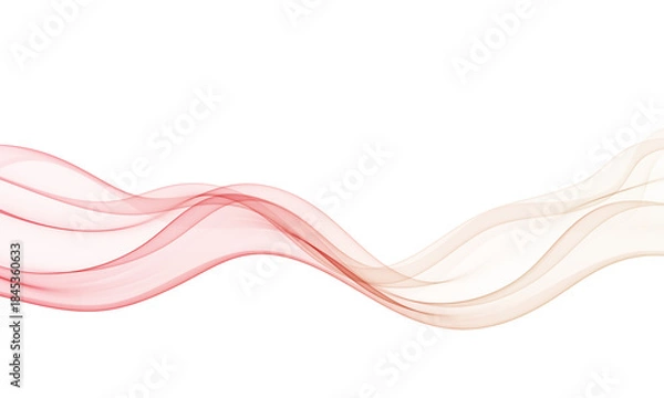 Obraz Abstract red and beige flowing wave on white background