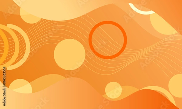 Obraz orange smooth lines wave curves with circles shapes on soft gradient abstract background