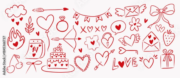 Obraz Valentines day hand draw illustration