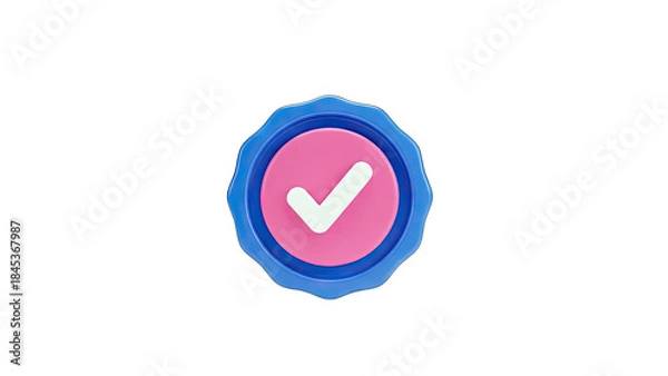 Obraz 3D Checkmark Badge on White Background