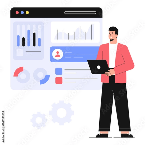 Obraz Analysing Webpage  PNG File On Transparent Background	