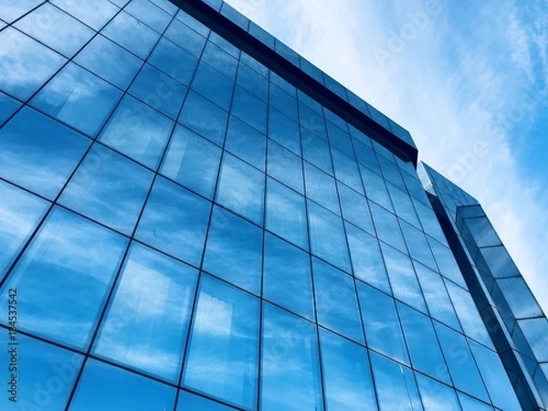 Obraz Office Glass building with clouds reflection