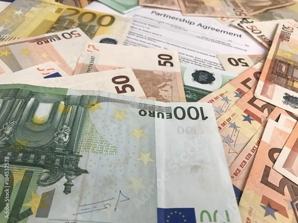 Obraz Euro banknotes on the table