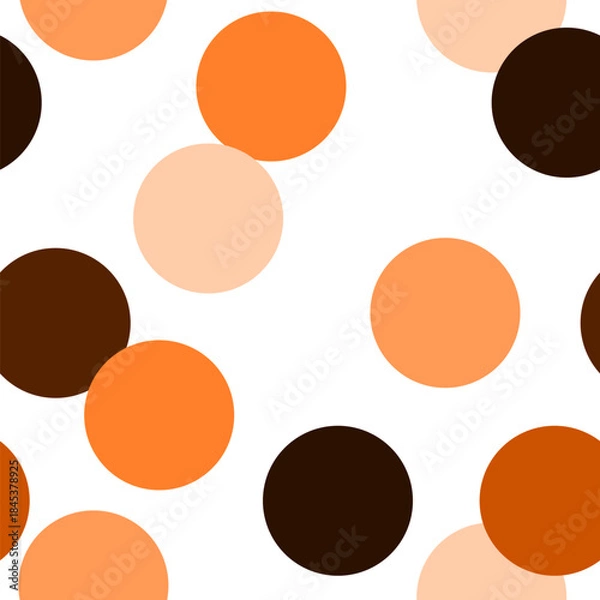 Fototapeta seamless pattern with circles, brown, orange, black bubble multicolor on white background