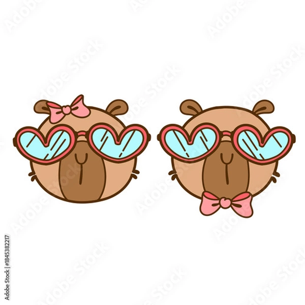 Obraz funny cartoon capybara couple