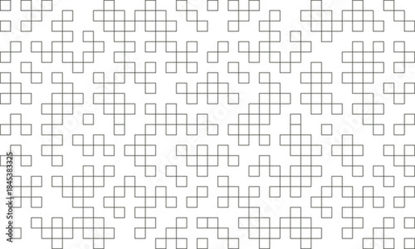 Obraz Irregular Geometric Tiling Pattern Vector Abstract Interconnected Black and White Squares Grid Background