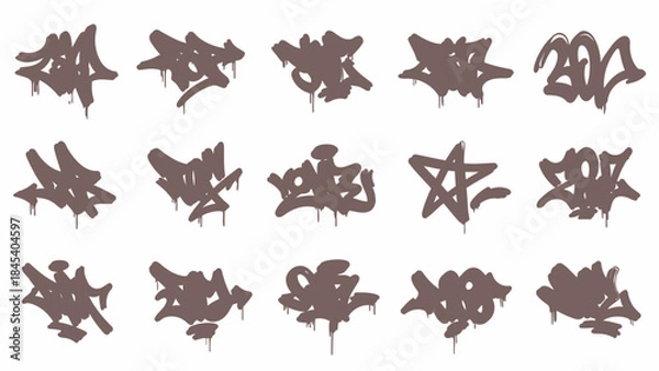 Fototapeta Graffiti tag collection urban art style spray paint lettering for street art and design projects iso