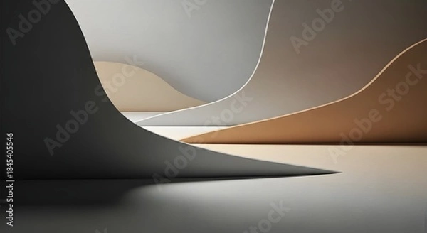 Obraz Abstract modern background curves shapes layers minimal design studio product display stage backdrop architecture