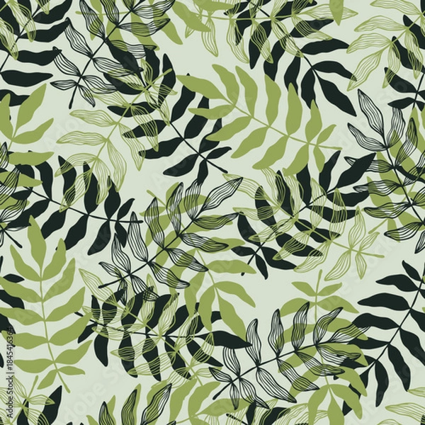 Obraz Abstract green leaf seamless pattern. Pattern for the fabric.
