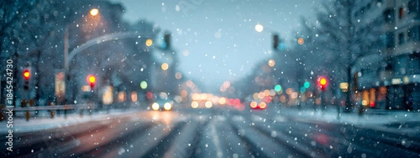 Fototapeta Urban Winter Commute Mood