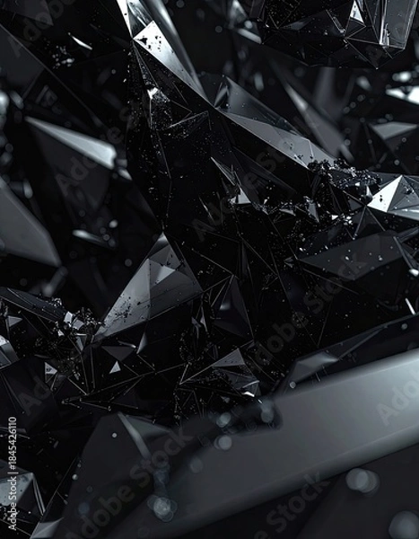 Obraz Abstract black crystal formation with sharp, geometric shapes