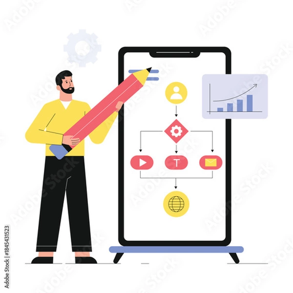 Obraz Development Flowchart  Vector Flat Illustration EPS 10 File	 