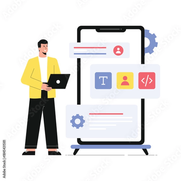 Obraz App Development  Vector Flat Illustration EPS 10 File	