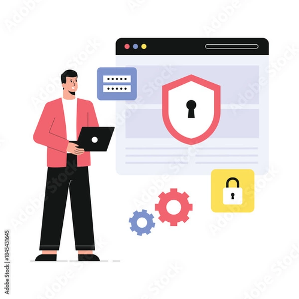 Obraz Web Security  Vector Flat Illustration EPS 10 File	